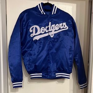 BNWOT Los Angeles Dodgers Blue Satin Starter Bomber Jacket